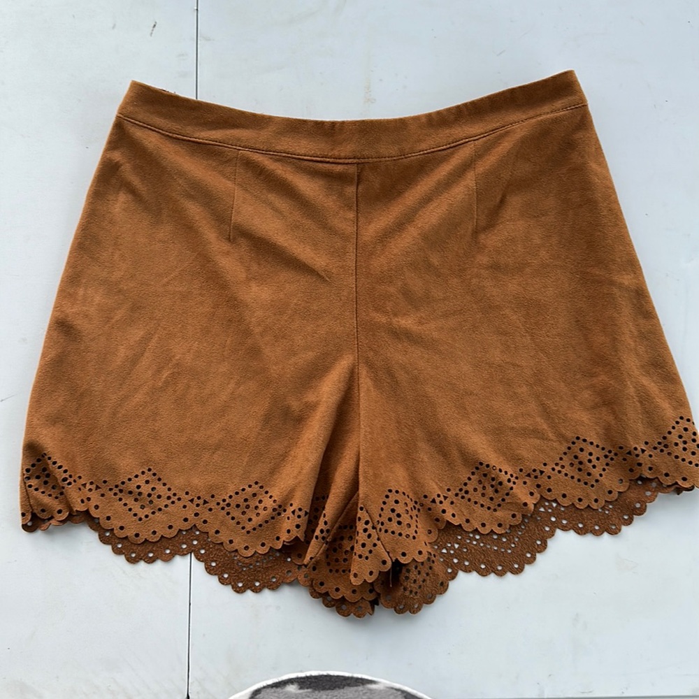 Brown suede stretchy shorts
